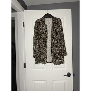 Maverick the collection Leopard Open Front cardigan Blazer Sweater medium